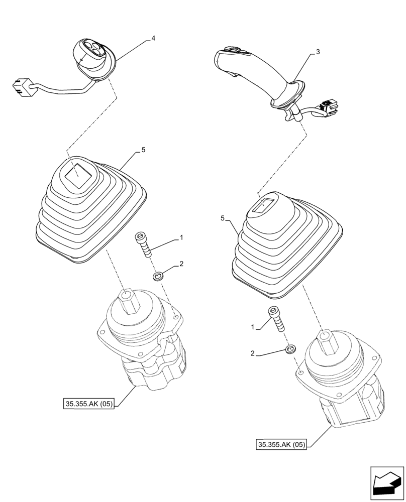 Схема запчастей Case CX210D LC - (35.355.AK[03]) - VAR - 461863, 461864 - JOYSTICK (35) - HYDRAULIC SYSTEMS