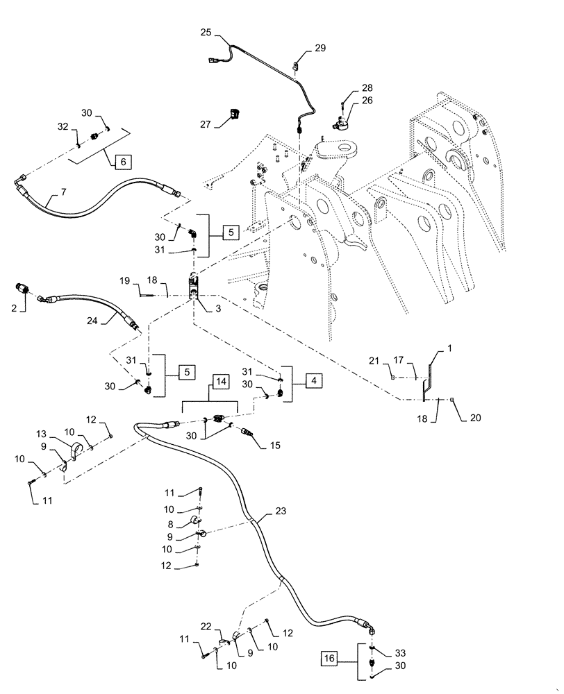 Схема запчастей Case 721F - (25.102.AT) - LOCKING DIFFERENTIAL, HOSE INSTALLATION (25) - FRONT AXLE SYSTEM
