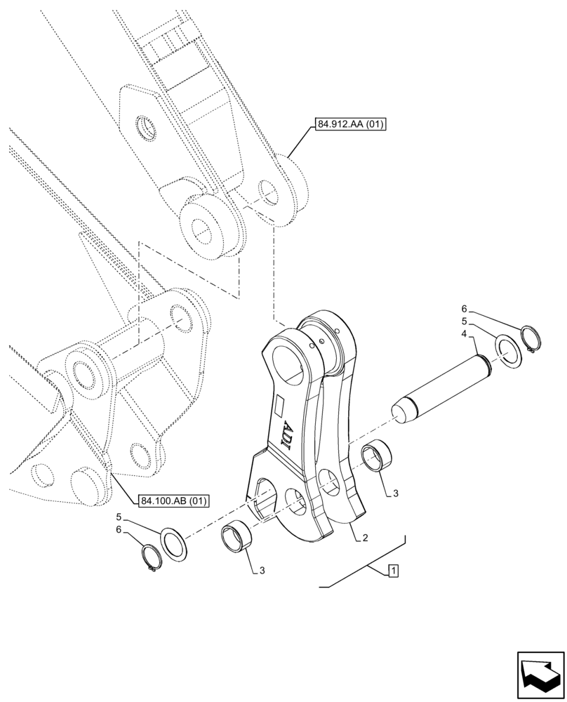 Схема запчастей Case 580SN - (84.100.AP[07]) - VAR - 442017 - BACKHOE BUCKET, HYDRAULIC COUPLER, LINK 14FT/427MM (84) - BOOMS, DIPPERS & BUCKETS