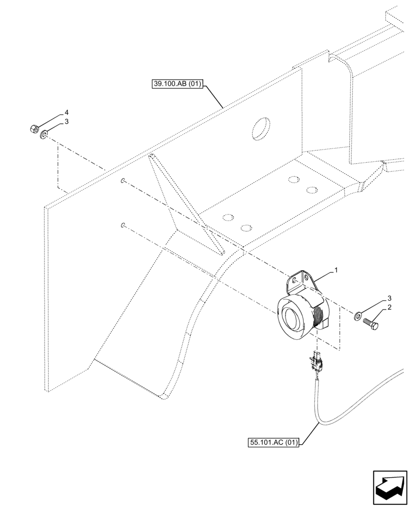 Схема запчастей Case 580N EP - (55.408.BE) - BACKUP ALARM (55) - ELECTRICAL SYSTEMS