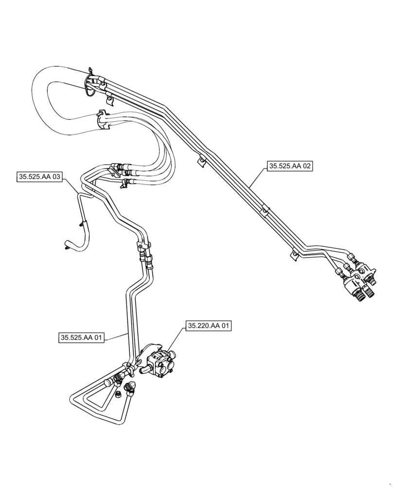 Схема запчастей Case TV380 - (35.525.010) - STANDARD FLOW AUXILIARY C.U.P. (35) - HYDRAULIC SYSTEMS