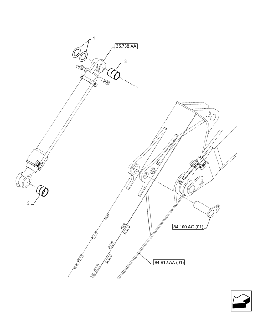 Схема запчастей Case CX350D LC - (84.100.AM[01]) - VAR - 461545, 481245 - BUCKET CYLINDER, BUSHING (ARM L=3.25M) (84) - BOOMS, DIPPERS & BUCKETS