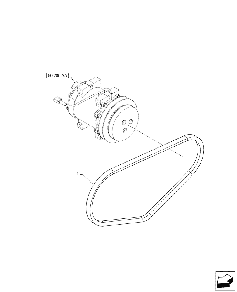 Схема запчастей Case CX300D LC - (50.200.AT) - AIR CONDITIONING, BELT (50) - CAB CLIMATE CONTROL