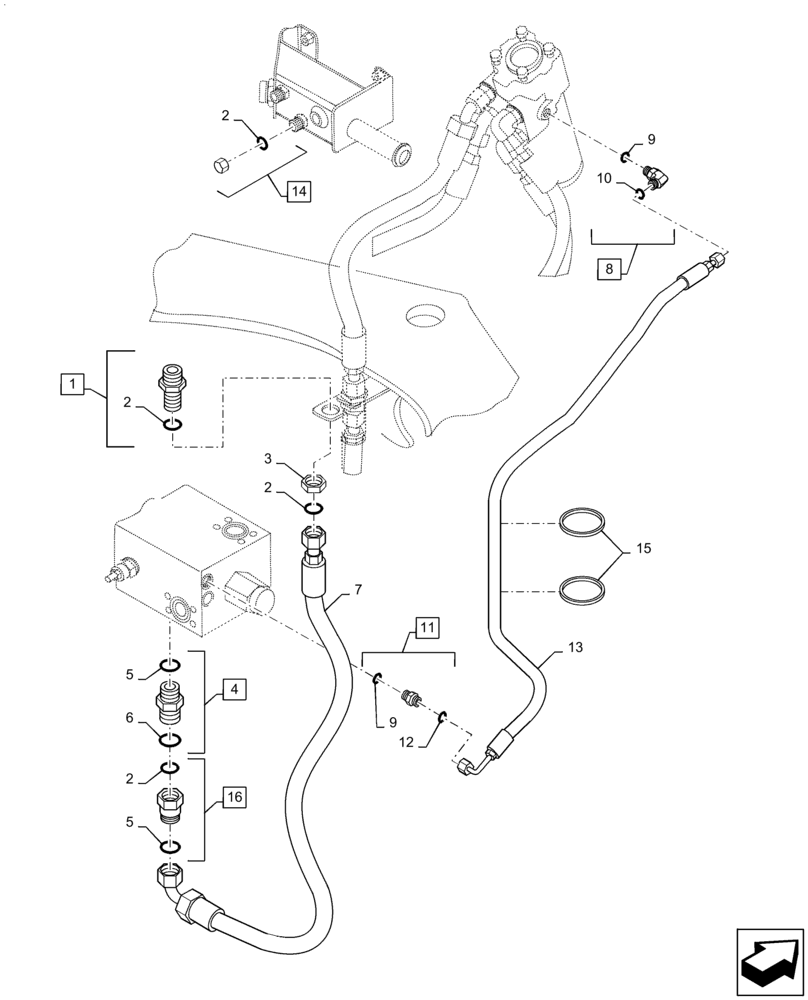 Схема запчастей Case 721F - (41.200.AO) - STANDARD STEERING HYDRAULIC LINES (41) - STEERING