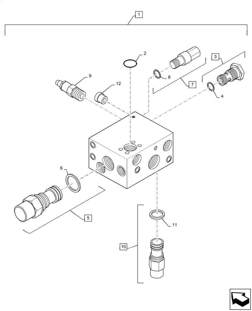 Схема запчастей Case 721F - (41.200.13[03]) - STEERING PRIORITY MANIFOLD (41) - STEERING