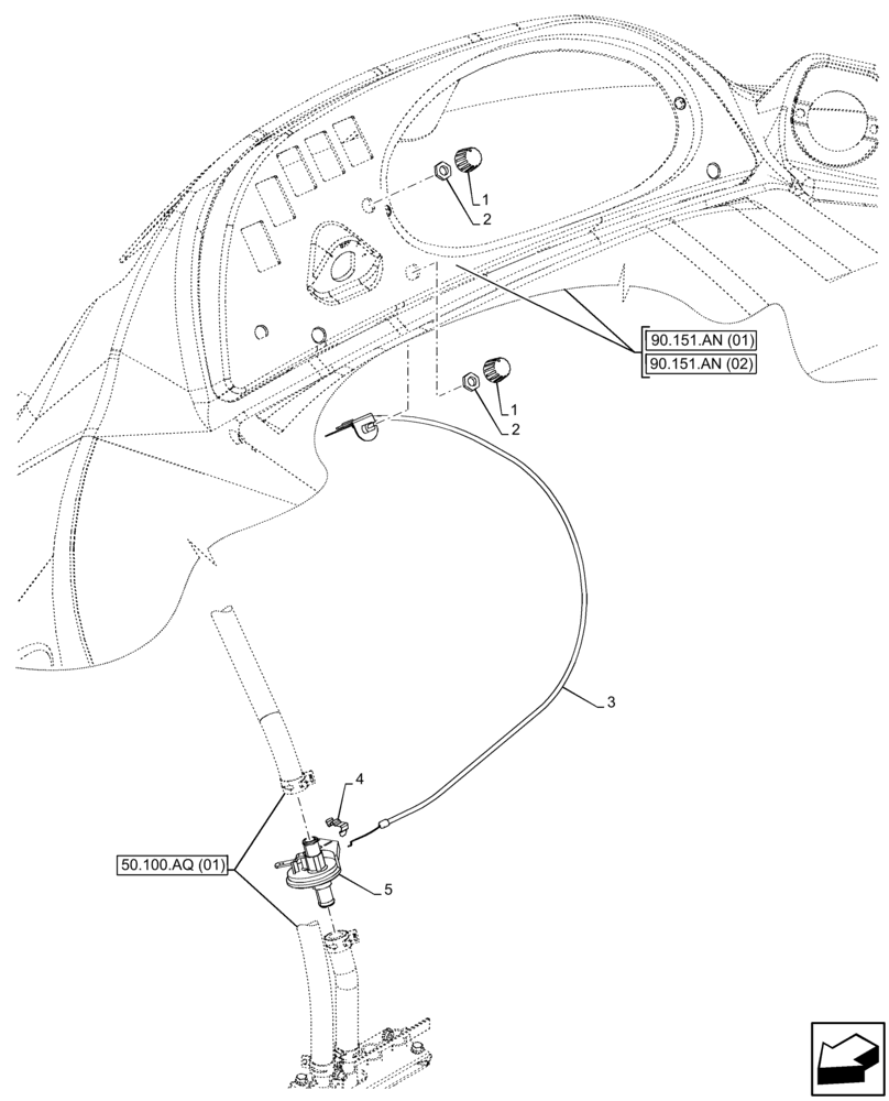 Схема запчастей Case 590SN - (50.100.AT) - VAR - 747853, 747854, 747855 - CAB, HEATER, VALVE (50) - CAB CLIMATE CONTROL