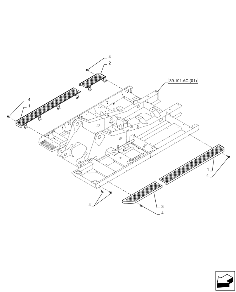 Схема запчастей Case CX350D LC - (39.101.AC[02]) - VAR - 461553 - UPPER, FRAME, CATWALK (39) - FRAMES AND BALLASTING