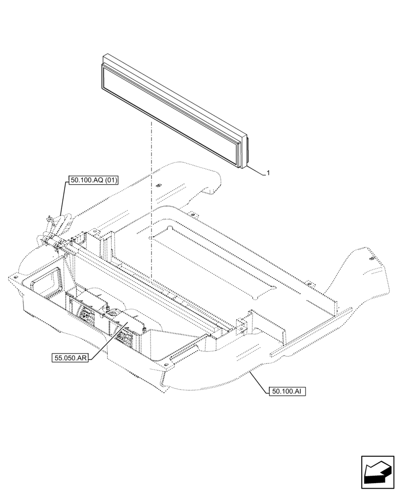 Схема запчастей Case 580SN - (50.100.AH) - VAR - 747853, 747854, 747855 - CAB, HEATER, FILTER (50) - CAB CLIMATE CONTROL
