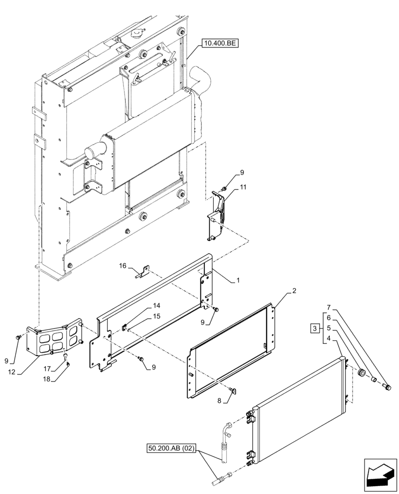 Схема запчастей Case CX350D LC - (50.200.AK) - AIR CONDITIONING, CONDENSER (50) - CAB CLIMATE CONTROL