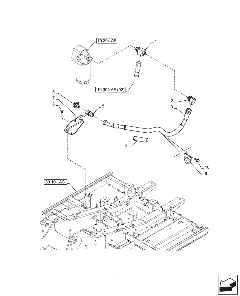 Схема запчастей Case CX300D LC - (10.304.AF[03]) - VAR - 488034 - ENGINE OIL FILTER, DRAIN LINE (10) - ENGINE