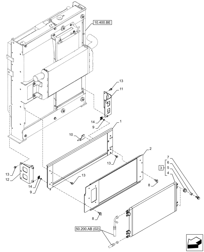 Схема запчастей Case CX300D LC - (50.200.AK) - AIR CONDITIONING, CONDENSER (50) - CAB CLIMATE CONTROL