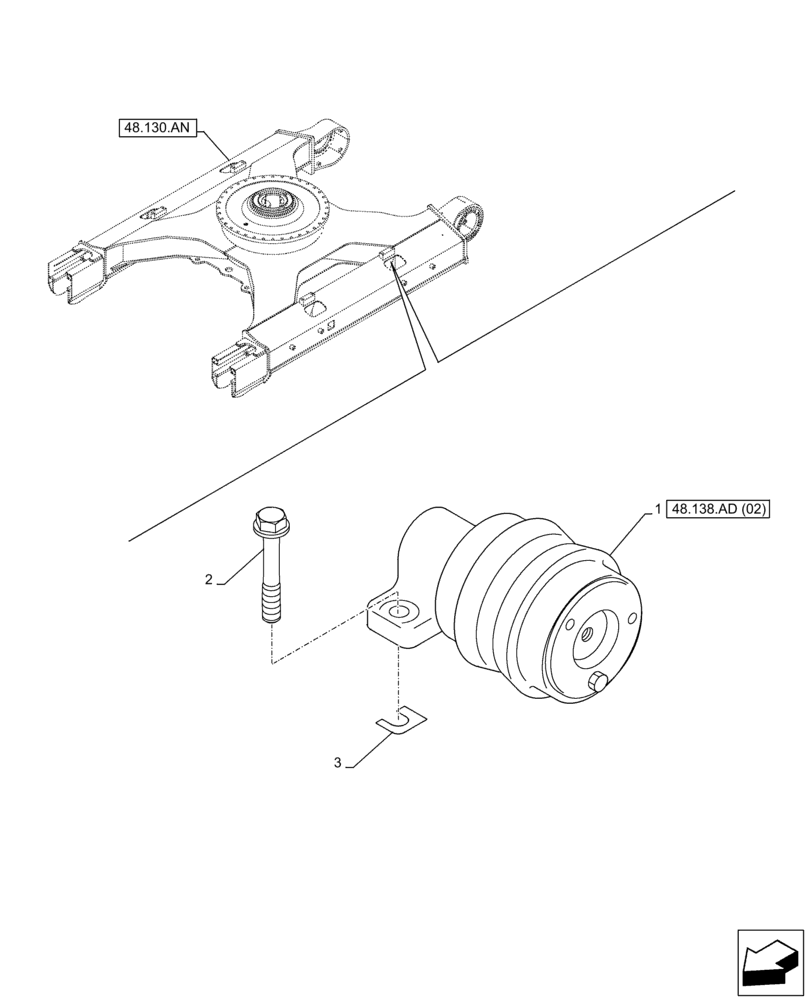 Схема запчастей Case CX350D LC - (48.138.AD[01]) - TRACK ROLLER, SUPPORT (48) - TRACKS & TRACK SUSPENSION