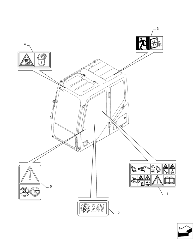 Схема запчастей Case CX300D LC - (90.108.AC[06]) - WARNING DECAL (90) - PLATFORM, CAB, BODYWORK AND DECALS
