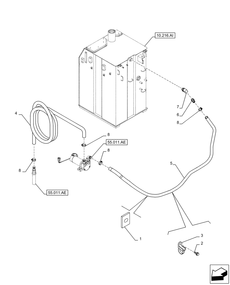 Схема запчастей Case CX210D LC LR - (10.210.AF) - VAR - 481257 - FUEL TRANSFER PUMP, SUPPLY LINE (10) - ENGINE
