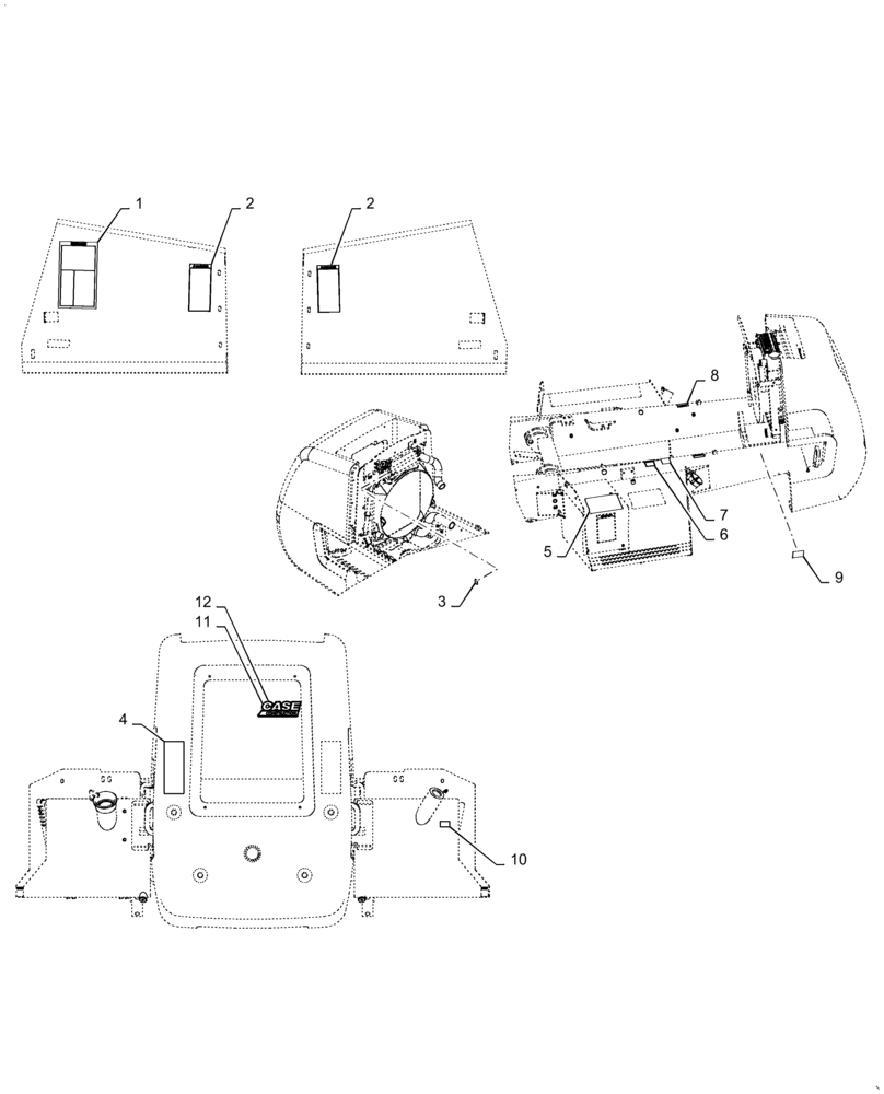 Схема запчастей Case 588H - (90.108.AB[03]) - DECALS COMMON (90) - PLATFORM, CAB, BODYWORK AND DECALS