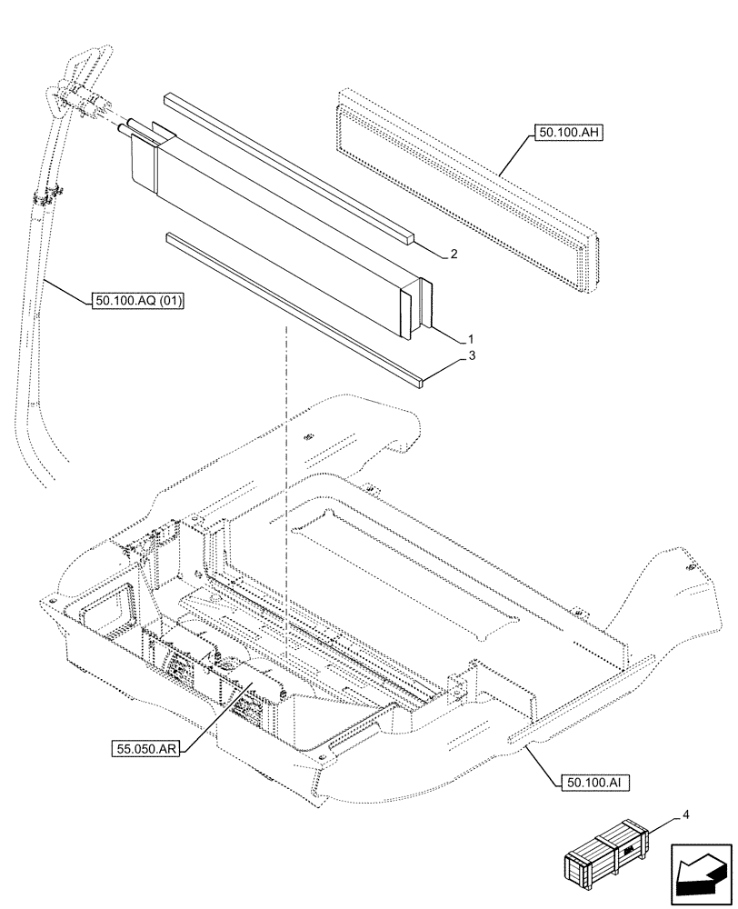 Схема запчастей Case 580N EP - (50.100.AF) - VAR - 747853, 747854, 747855 - CAB, HEATER, CORE (50) - CAB CLIMATE CONTROL