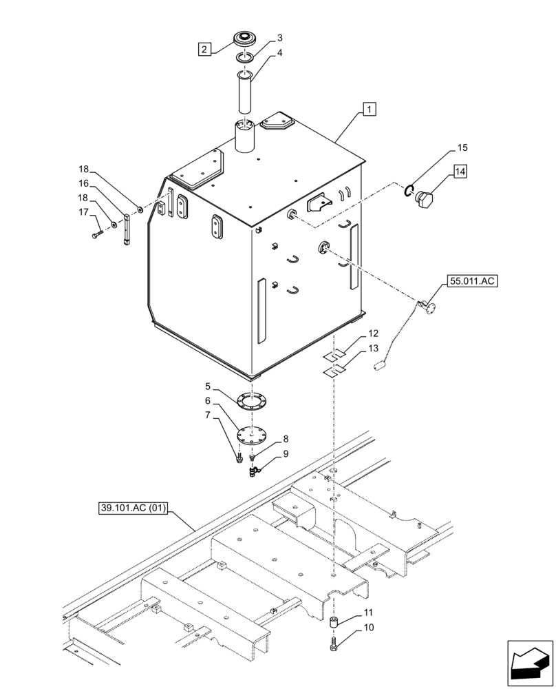 Схема запчастей Case CX350D LC - (10.216.AI) - FUEL TANK (10) - ENGINE