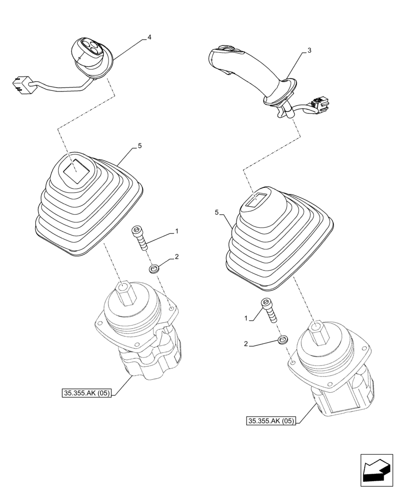 Схема запчастей Case CX350D LC - (35.355.AK[04]) - VAR - 461863 - JOYSTICK (35) - HYDRAULIC SYSTEMS