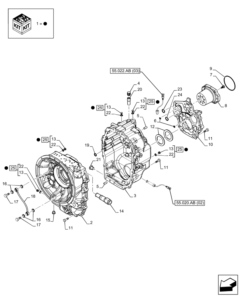 Схема запчастей Case 590SN - (21.111.AC[02]) - VAR - 423060 - TRANSMISSION, SEMI-POWERSHIFT, HOUSING, 2WD (21) - TRANSMISSION
