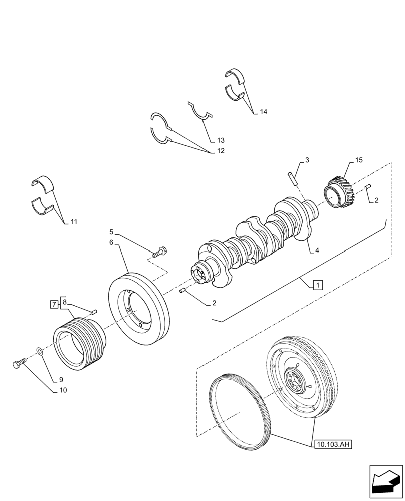 Схема запчастей Case AQ-6HK1XASS01-02 - (10.103.AA) - CRANKSHAFT (10) - ENGINE