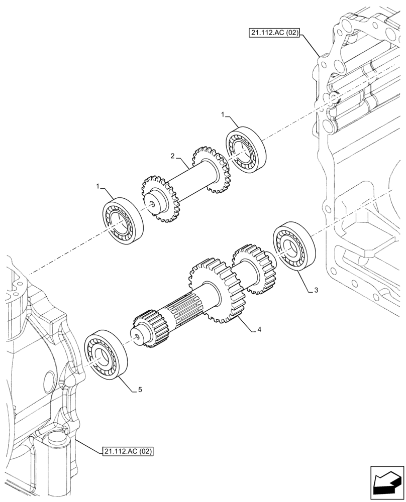 Схема запчастей Case 590SN - (21.154.AJ[04]) - VAR - 423059 - TRANSMISSION, POWERSHUTTLE, DRIVE SHAFT, DRIVEN SHAFT, 4WD (21) - TRANSMISSION