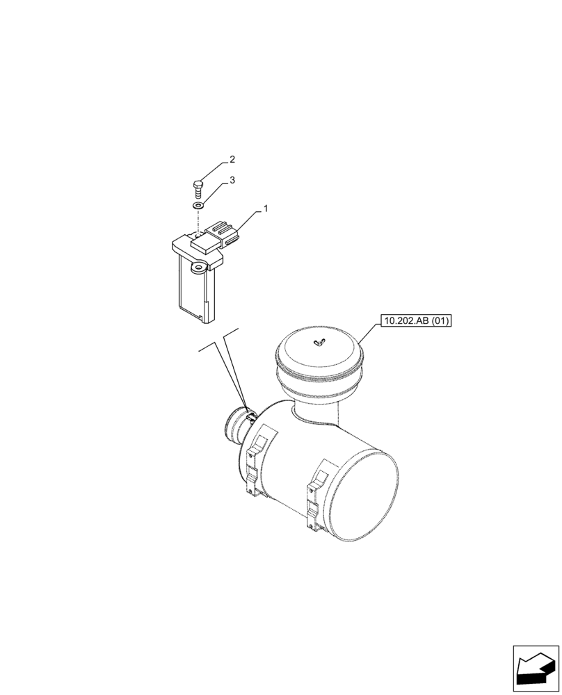 Схема запчастей Case AQ-6HK1XASS01-02 - (55.988.AA) - AIR CLEANER, SENSOR (55) - ELECTRICAL SYSTEMS