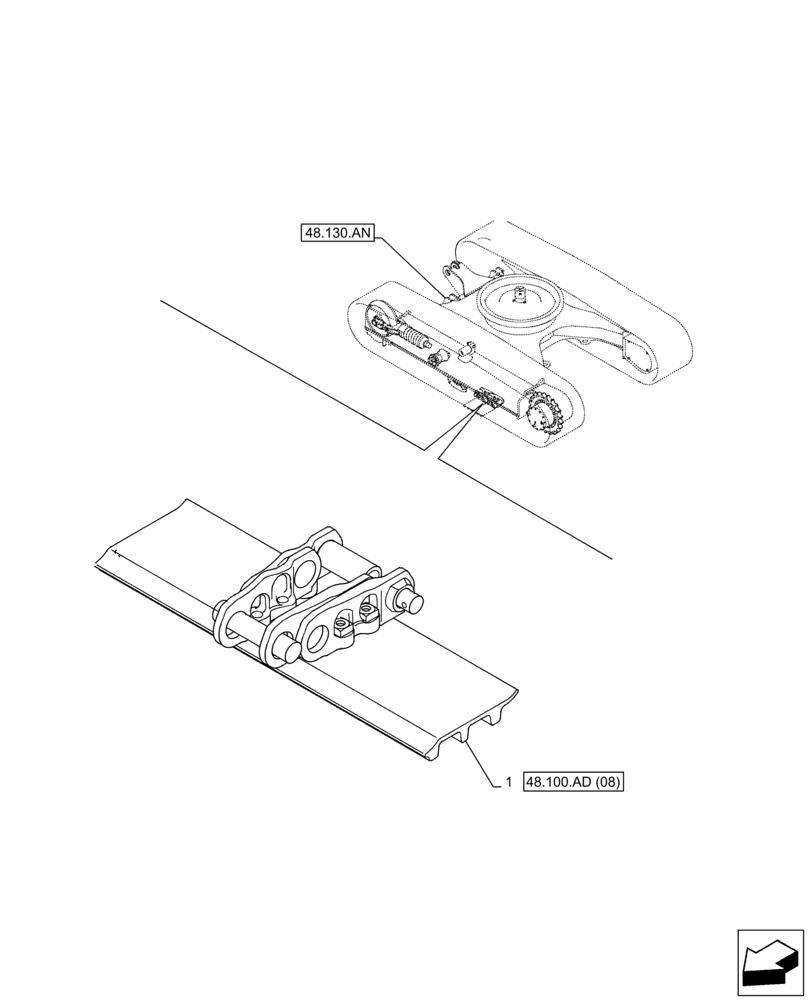 Схема запчастей Case CX210D LC - (48.100.AD[07]) - VAR - 956000 - TRACK CHAIN (L=900MM) (48) - TRACKS & TRACK SUSPENSION