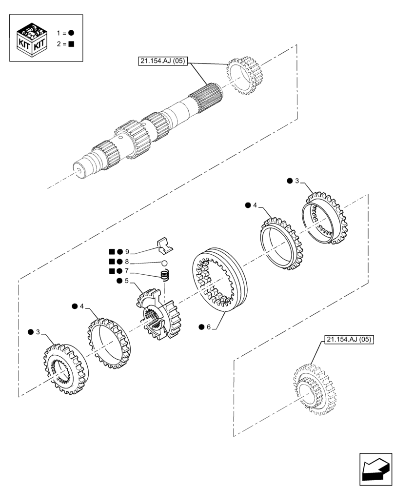 Схема запчастей Case 590SN - (21.154.AG[02]) - VAR - 423059 - TRANSMISSION, POWERSHUTTLE, SYNCHRONIZER, 4WD (21) - TRANSMISSION