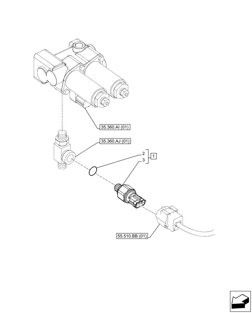 Схема запчастей Case CX300D LC - (55.425.AT[03]) - VAR - 461865 - HAMMER CIRCUIT, PRESSURE SENSOR, W/ ELECTRICAL PROPORTIONAL CONTROL (55) - ELECTRICAL SYSTEMS