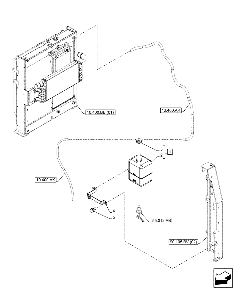 Схема запчастей Case CX210D LC LR - (10.400.BH) - RADIATOR, EXPANSION TANK (10) - ENGINE
