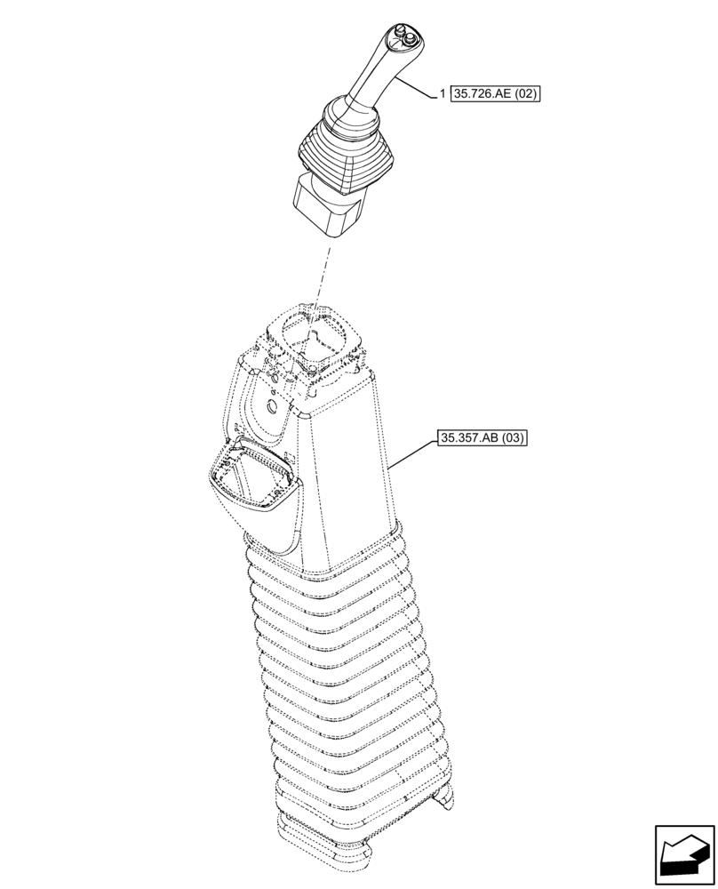 Схема запчастей Case 580SN - (35.726.AE[01]) - 6-SPOOL, 7-SPOOL, PILOT CONTROLS, JOYSTICK MOUNTING, LH (35) - HYDRAULIC SYSTEMS
