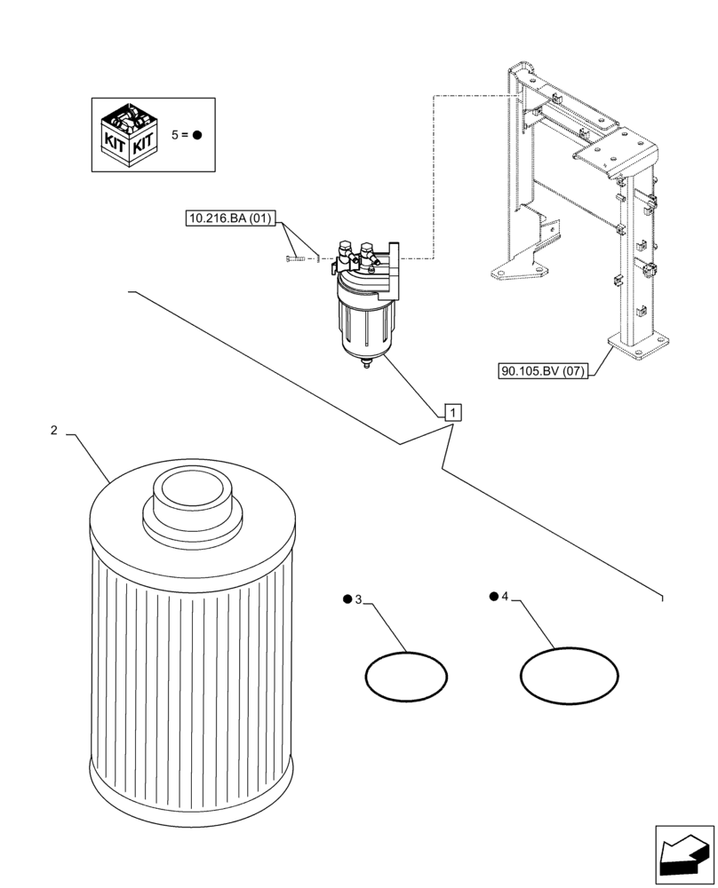 Схема запчастей Case CX210D LC LR - (10.206.AO) - FUEL FILTER (10) - ENGINE