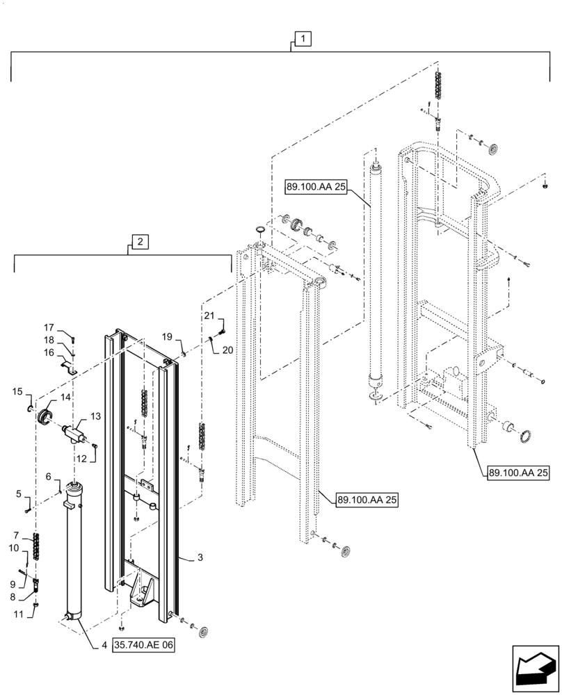 Схема запчастей Case 586H - (89.100.AA[26]) - VAR - 745104 - MAST ASSEMBLY, 6000 LB, 22 FT, FREELIFT, 60 IN, HOOK (89) - TOOLS