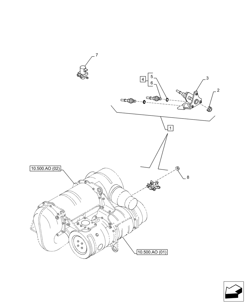 Схема запчастей Case AQ-6HK1XASS01-02 - (55.988.AM) - SELECTIVE CALTALYTIC, REDUCTION, INJECTOR, EMISSIONS (55) - ELECTRICAL SYSTEMS