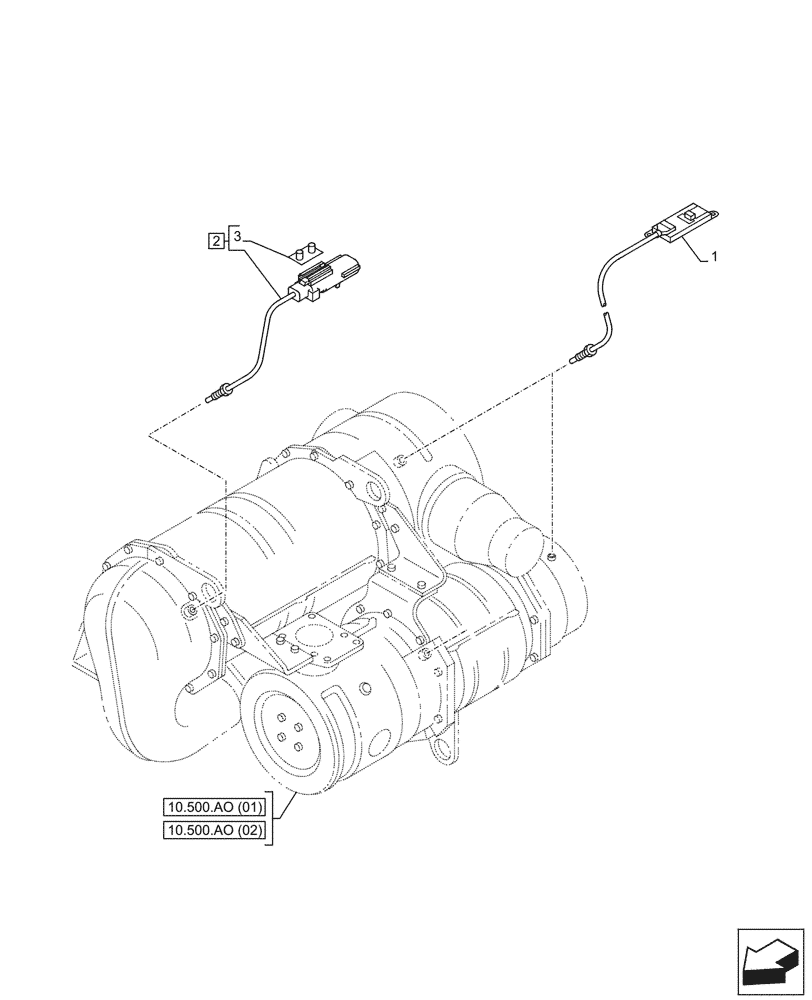 Схема запчастей Case AQ-6HK1XASS01-02 - (55.988.AB[02]) - DEF/ADBLUE™, MUFFLER, SENSOR (55) - ELECTRICAL SYSTEMS