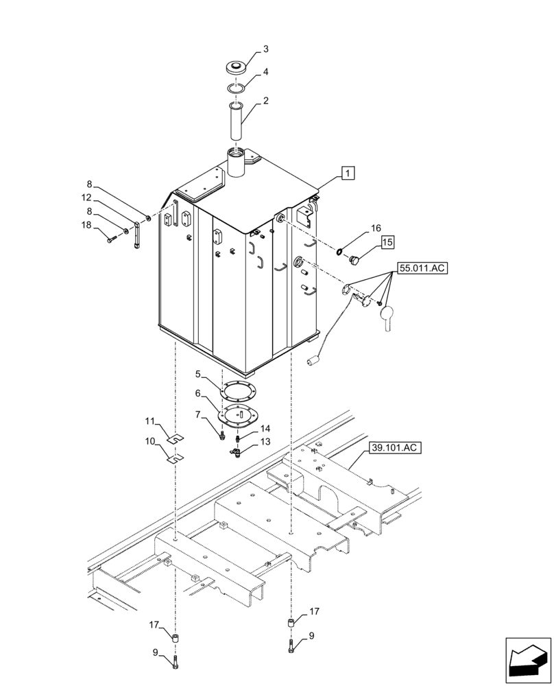 Схема запчастей Case CX210D LC LR - (10.216.AI) - FUEL TANK (10) - ENGINE