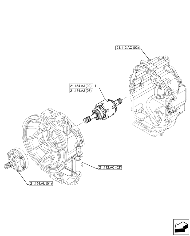 Схема запчастей Case 580SN - (21.154.AJ[01]) - VAR - 423059 - TRANSMISSION, POWERSHUTTLE, DRIVE SHAFT, 4WD (21) - TRANSMISSION