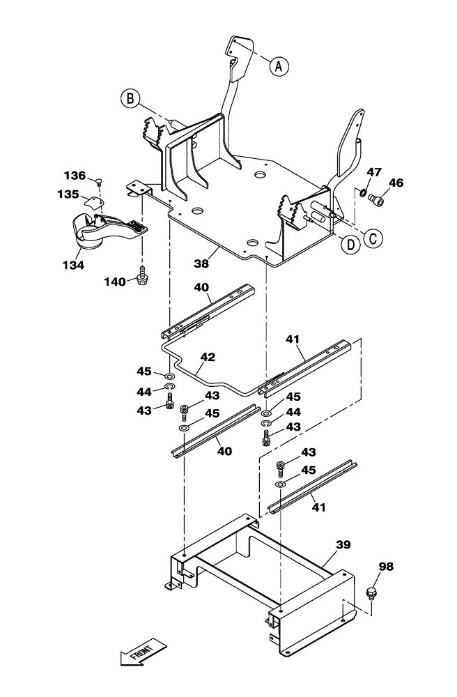 Схема запчастей Case CX300C - (09-021-00[01]) - OPERATORS COMPARTMENT - BOX - GUIDE, SLIDE (09) - CHASSIS/ATTACHMENTS