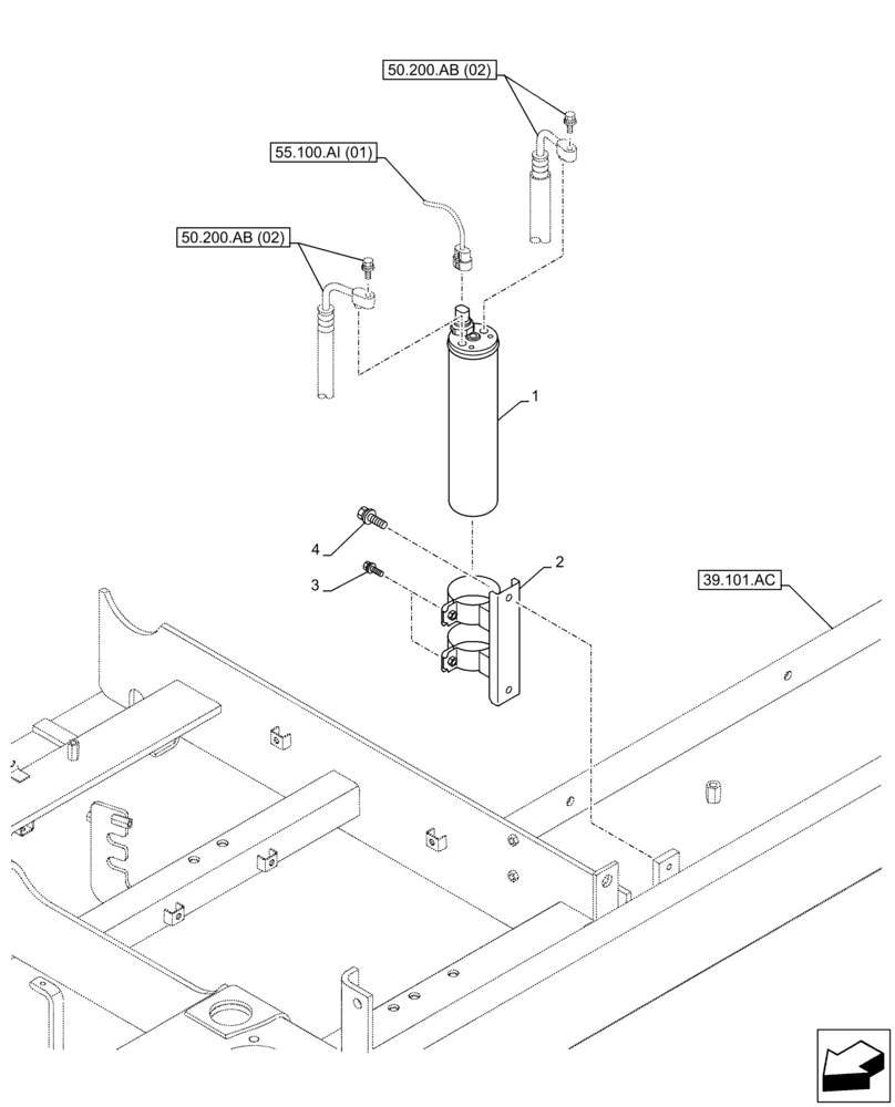 Схема запчастей Case CX210D LC - (50.200.AN) - AIR CONDITIONING, RECEIVER-DRYER (50) - CAB CLIMATE CONTROL