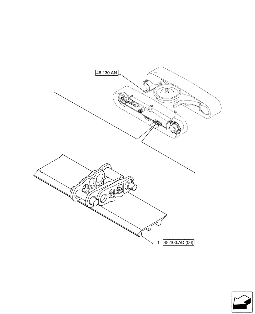 Схема запчастей Case CX210D LC - (48.100.AD[05]) - VAR - 956001 - TRACK CHAIN (L=600MM) (48) - TRACKS & TRACK SUSPENSION