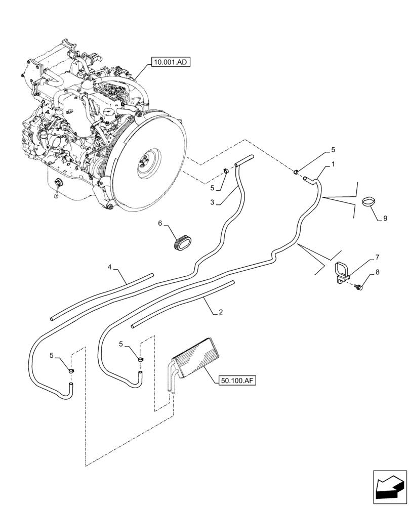 Схема запчастей Case CX210D LC - (50.200.AB[01]) - AIR CONDITIONING, LINES (50) - CAB CLIMATE CONTROL