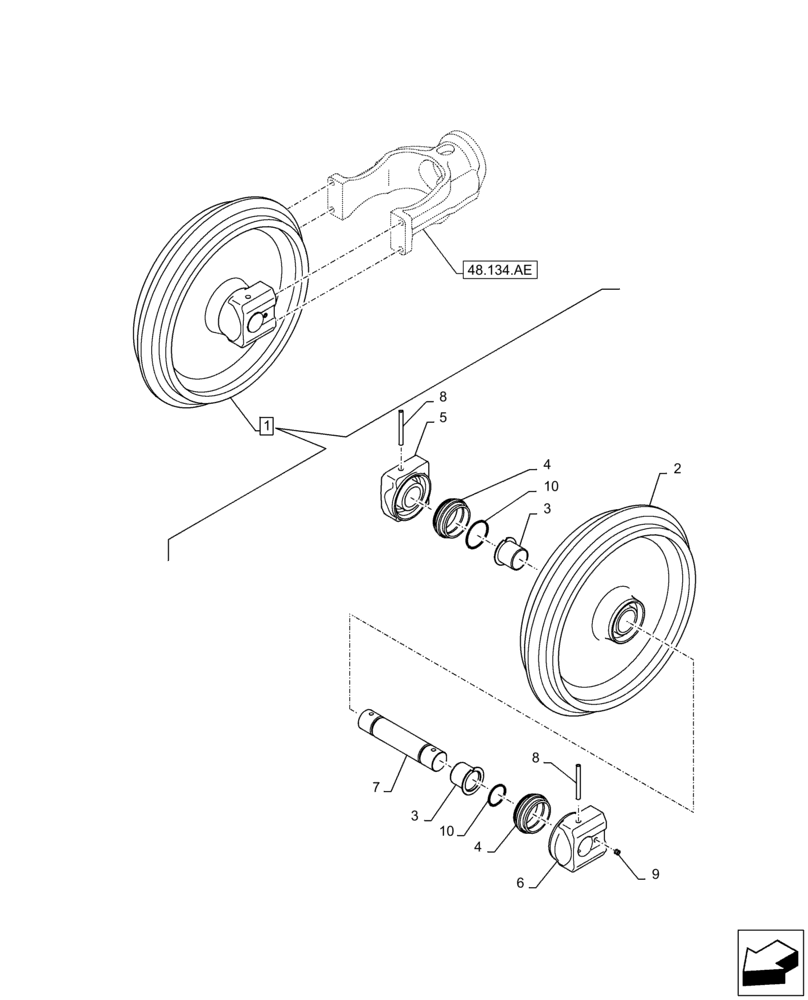 Схема запчастей Case CX210D NLC - (48.134.AA) - IDLER WHEEL (48) - TRACKS & TRACK SUSPENSION