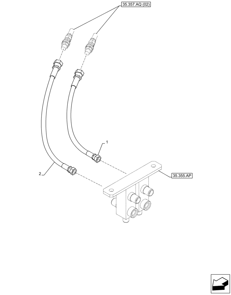 Схема запчастей Case CX210D LC - (35.357.AQ[01]) - PILOT VALVE, DRAIN LINE (35) - HYDRAULIC SYSTEMS