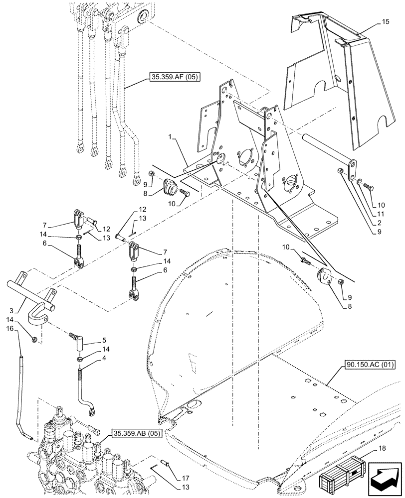 Схема запчастей Case 580N EP - (35.359.AF[07]) - BACKHOE CONTROL VALVE, 7-SPOOL, STANDARD DIPPER, MECHANICAL CONTROLS, MOUNTING PARTS (35) - HYDRAULIC SYSTEMS
