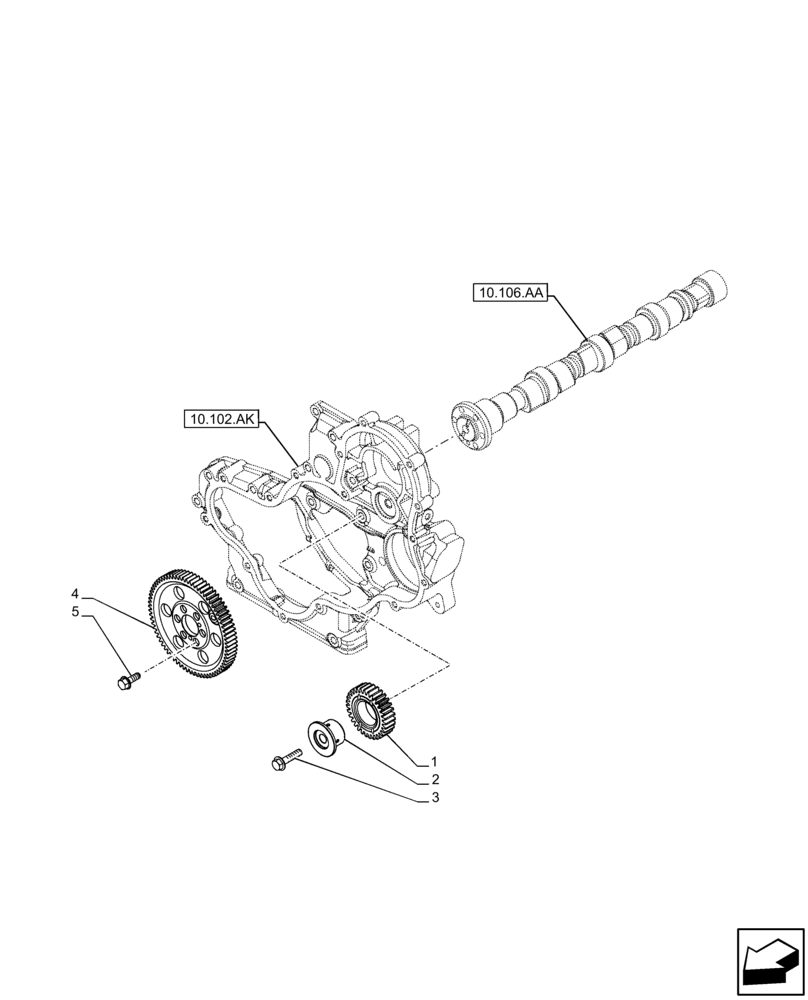 Схема запчастей Case F5BFL413E C001 - (10.106.AG) - CAMSHAFT, GEAR (10) - ENGINE