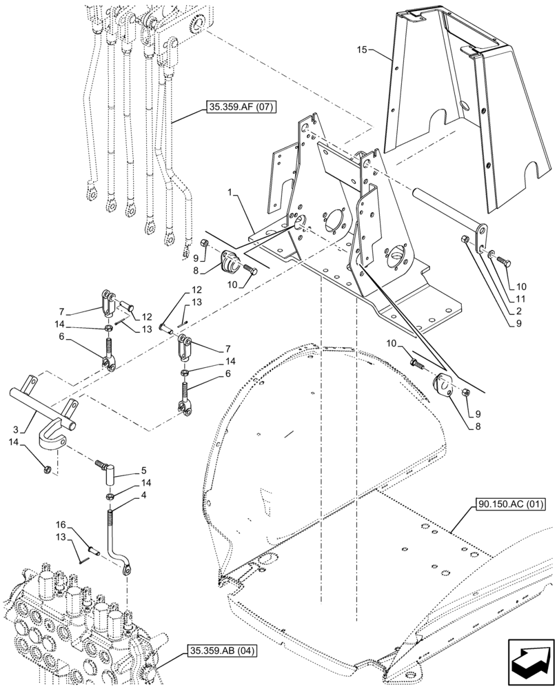 Схема запчастей Case 580N EP - (35.359.AF[04]) - BACKHOE CONTROL VALVE, 7-SPOOL, MECHANICAL CONTROLS (35) - HYDRAULIC SYSTEMS