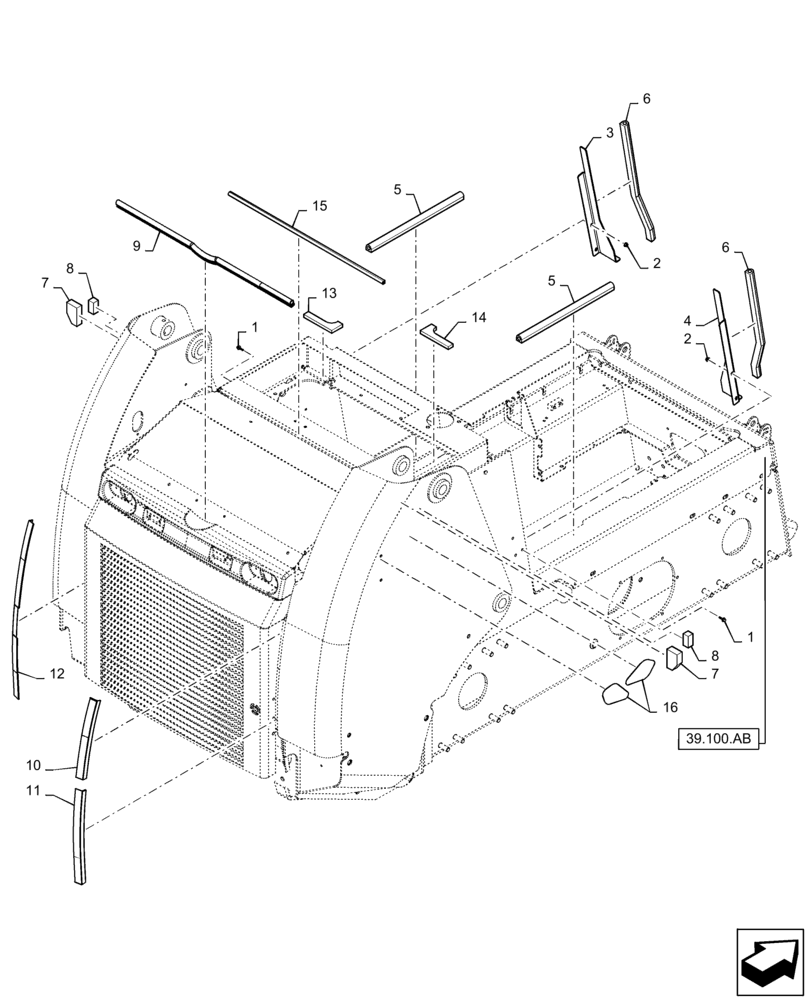 Схема запчастей Case TR340 - (90.105.010) - INSULATION HOOD & COVERS (90) - PLATFORM, CAB, BODYWORK AND DECALS
