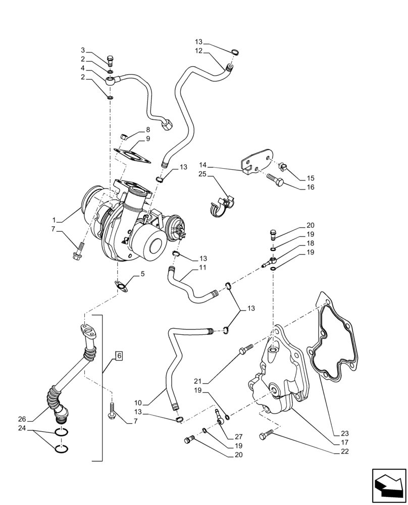 Схема запчастей Case F5BFL413D C001 - (10.250.AC) - TURBOCHARGER (10) - ENGINE