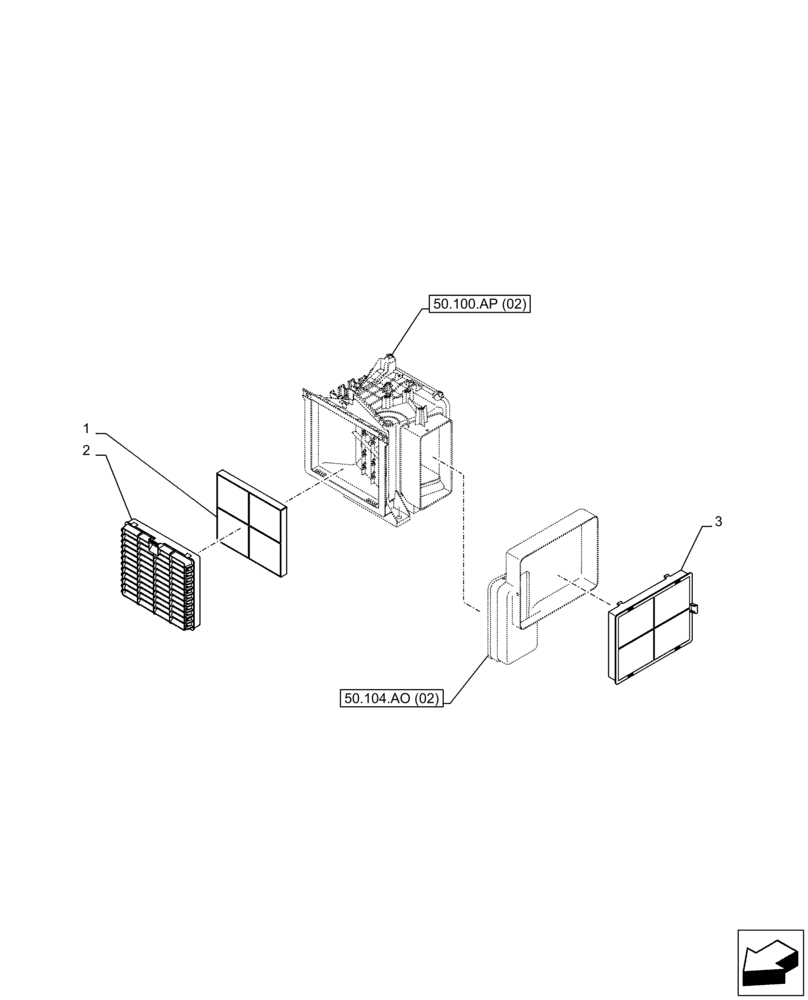 Схема запчастей Case CX250D LC - (50.104.AQ) - CAB, AIR FILTER (50) - CAB CLIMATE CONTROL