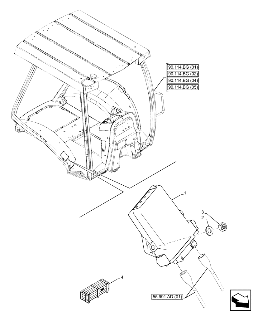 Схема запчастей Case 580N EP - (55.991.AA[01]) - VAR - 745121 - CANOPY, TELEMATIC SYSTEM, CONTROL UNIT (55) - ELECTRICAL SYSTEMS